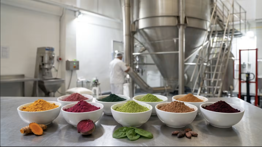 Polvos funcionales de colores producidos por spray dry en planta propia